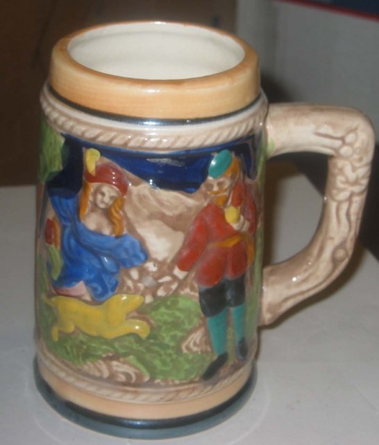 Wooded Scene Glazed Beer Stein