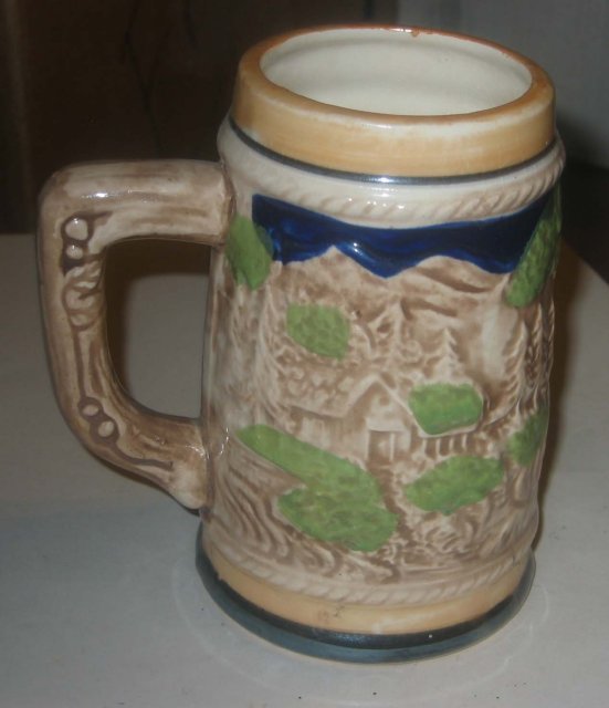Wooded Scene Glazed Beer Stein