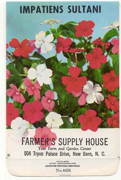 old vintage 1980 IMPATIENTS FLOWER seed pack