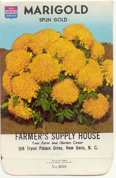 old vintage 1975 SPUN GOLD MARIGOLD FLOWER seed pack