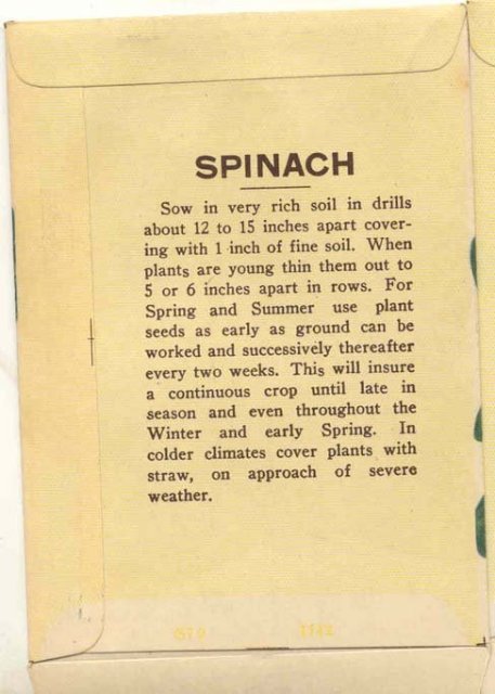 old vintage 1930s PRICKLY WINTER SPINACH SEED PACK ~ PASADENA CALIFORNIA