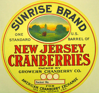 Cranberry Barrel Label - Sunrise 1920s