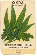 old vintage 1930s OKRA GUMBO seed pack ~ Pasadena California