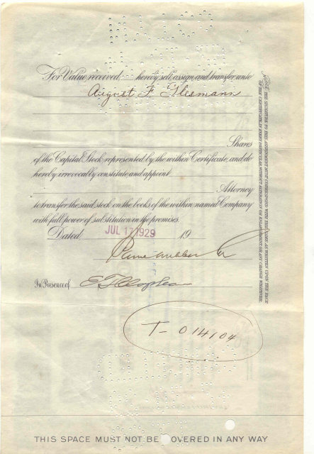 old vintage 1929 PAINE WEBBER Stock Certificate