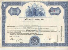 old vintage 1962 DIRECTOMAT INC Stock Certificate