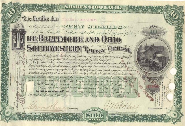 old vintage 1898 BALTIMORE OHIO SOUTHWESTERN