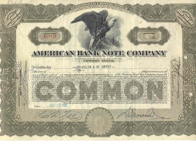 old vintage 1932 AMERICAN BANK NOTE stock certificate
