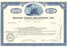 old vintage 1968 BEAVER CREEK Stock Certificate
