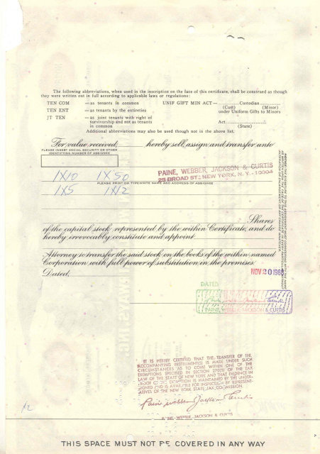 old vintage 1968 PAN AMERICAN WORLD AIRWAYS Stock Certificate