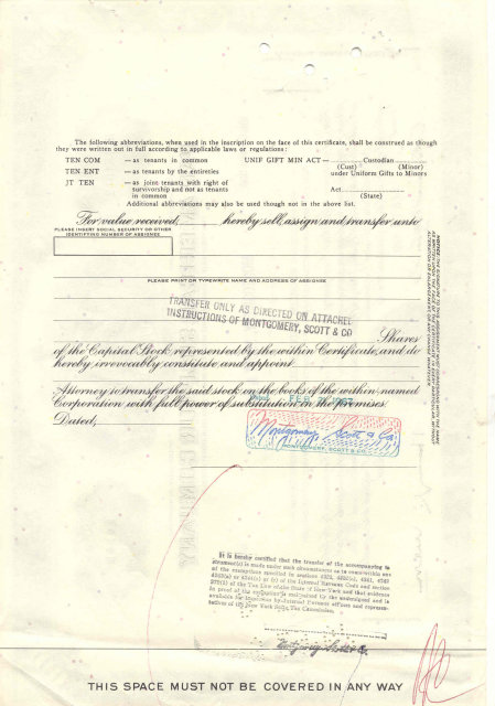 1967 PAN AMERICAN scott Stock Certificate