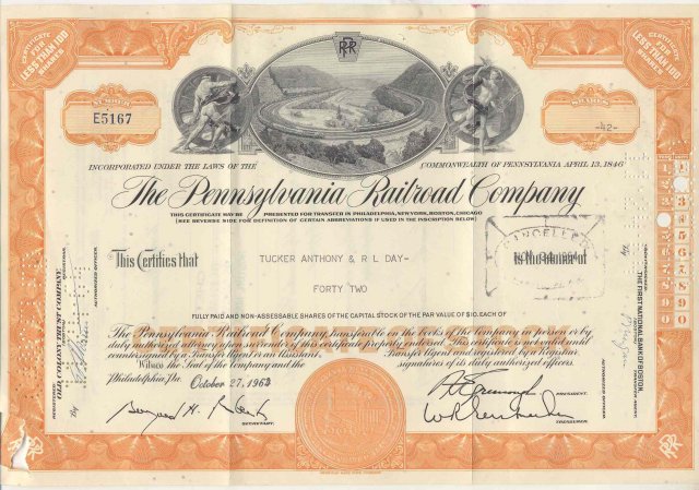 old vintage 1964 PENNSYLVANIA RAILROAD Stock