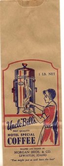 old vintage 1950s UNCLE BILL'S HOTEL COFFEE bag