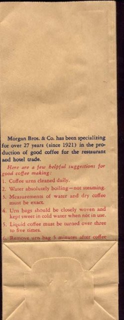 old vintage 1950s UNCLE BILL'S HOTEL COFFEE bag