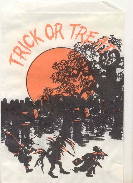 old vintage 1960s WITCHES TRICK OR TREAT HALLOWEEN bag