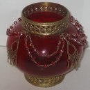 old vintage 1950s Red Glass Vase Globe Beads
