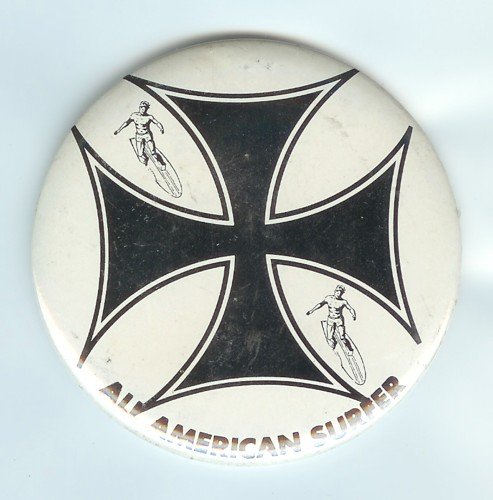 old vintage 1960s All American Surfer Pinback