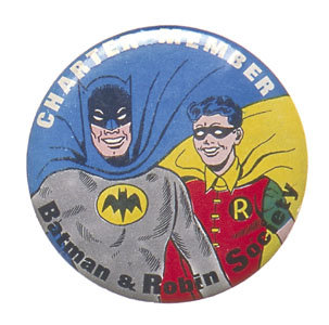 old vintage 1966 Batman Robin Charter Member pinback pin