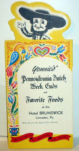 old vintage 1958 PENNSYLVANIA DUTCH Hotel menu