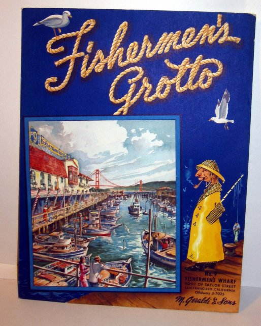 old vintage 1940s FISHERMAN'S GROTTO MENU