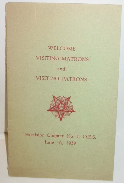 old vintage EXCELSIOR CHAPTER 1939 menu