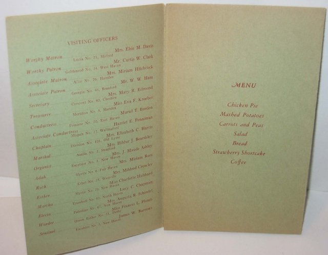 old vintage EXCELSIOR CHAPTER 1939 menu