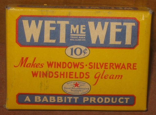 old vintage 1950s WET ME WET Full Box Window Clean Wipes