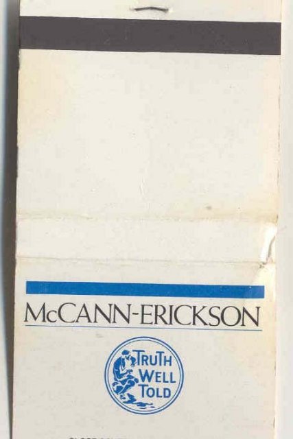old vintage McCann Erikkson Matchbook