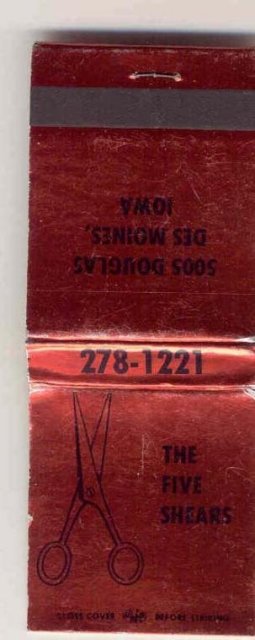 old vintage Five Shears Haircut Matchbook