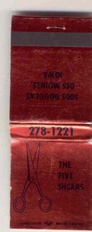 old vintage Five Shears Haircut Matchbook