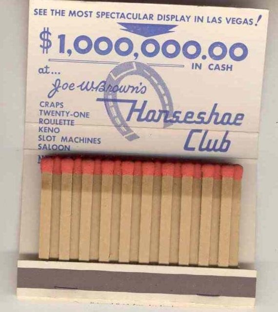 Joe Brown's Horseshoe Club Vegas Matchbook ~ Sexy pinup girl