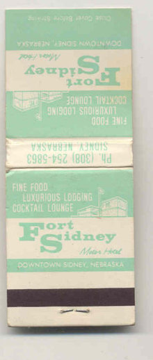 old vintage FORT SIDNEY Nebraska Matchbook