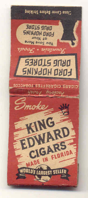 old vintage used KING EDWARD CIGARS matchbook