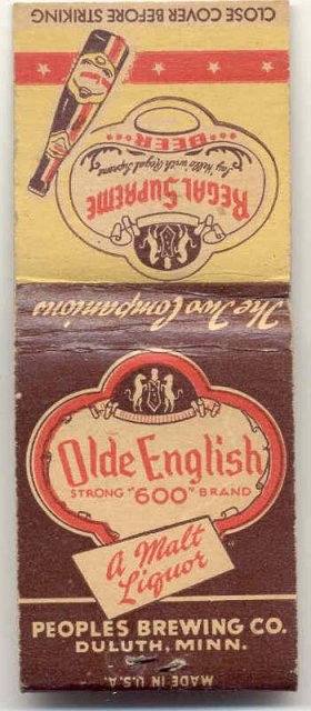 old vintage OLDE ENGLISH MALT LIQUOR matchbook