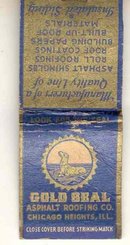 old vintage GOLD SEAL ASPHALT ROOFING Matchbook