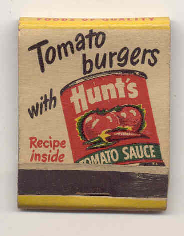 Hunts Tomato Burger Matchbook
