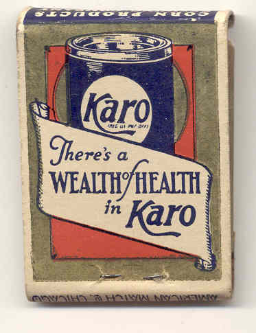 old vintage 1930s KARO SYRUP MATCHBOOK