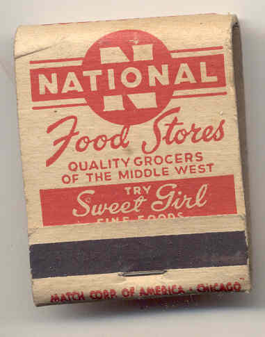 old vintage NATIONAL FOOD STORES Matchbook