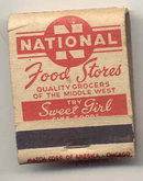 old vintage NATIONAL FOOD STORES Matchbook