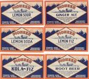 6 old vintage PIONEER SODA LABELS