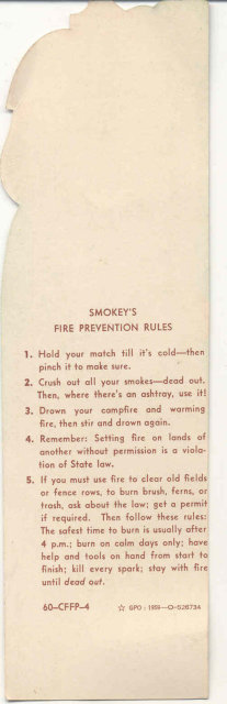 Smokey the Bear Diecut Bookmark