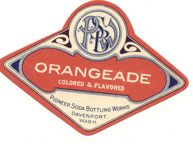 old vintage PIONEER ORANGEADE SODA LABEL