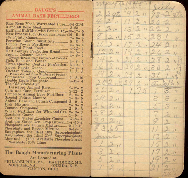 old vintage 1948 BAUGH & CO FERTILIZER Notebook