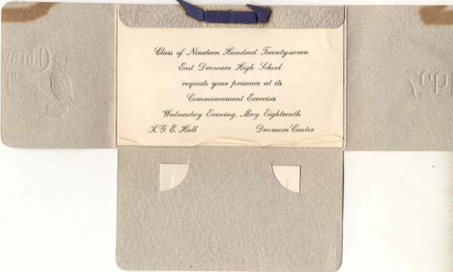 old vintage 1927 HIGH SCHOOL Commencement Invitation * KREIDER