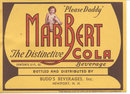 old vintage 1937 MARBERT COLA SODA LABEL
