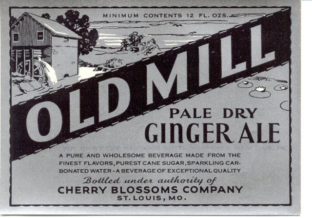 old vintage 1940s OLD MILL METALLIC Gingerale Soda Label