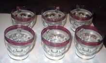 Cranberry Kings Crown Thumbprint Punch Glasses
