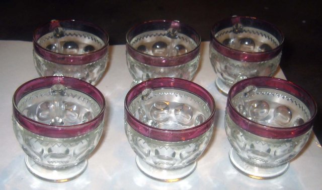 Cranberry Kings Crown Thumbprint Punch Glasses