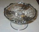 old vintage Silver Overlay Glass Floral Cake