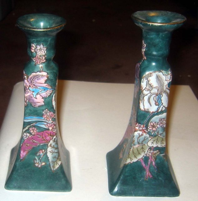2 old vintage Ornate Floral Candlestick Holders