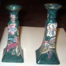 2 old vintage Ornate Floral Candlestick Holders